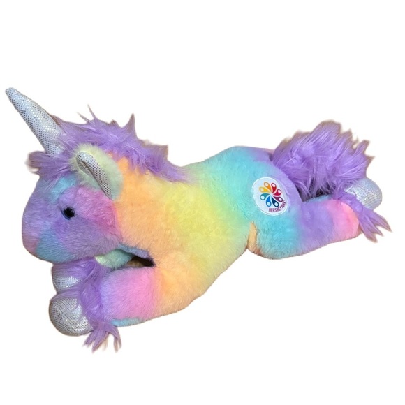 Hershey Park Rainbow Plush Unicorn Toy Stuffed Animal Purple Yellow Blue - Picture 1 of 6